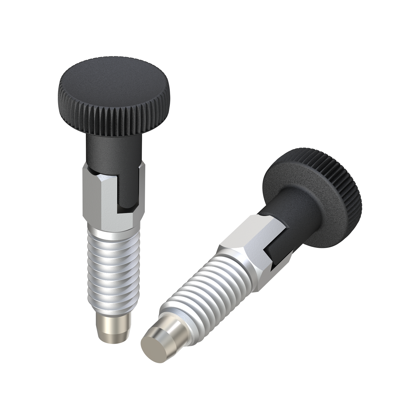 Index bolt with knurled head with stop