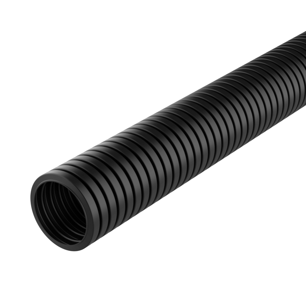 <p>Our <b>corrugated polypropylene tube MPP</b> is a flexible flame-resistant component designed for technical applications in industrial and outdoor environments. It offers excellent UV resistance and a service life of at least 20 years.</p>

<p><b>Material:</b> Thermally stabilized polypropylene.<br>
<b>Operating temperature:</b> -40 °C / +130 °C (peaks up to +150 °C).<br>
<b>Flammability:</b> Flame-retardant and self-extinguishing UL94-V2, FMVSS 302, DIN 75200.<br>
<b>Features:</b> High flexibility, resistance to alcohols, grease, mineral oils and fuels. Suitable for photovoltaic systems, mechanical and automotive industries. Tensile strength 26 MPa, elastic modulus 1300 MPa, elongation at break >250%.<br>
<b>Supply & packaging:</b> Unit of measure 1 meter, bulk supply without cuts, coils of 10, 25, 50 or 100 meters depending on reference, special lengths on request.</p>