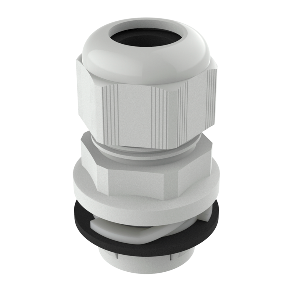 <p>Our <b>cable gland PRPRA</b> is installed by light pressure, without locknut or threaded holes, reducing assembly time compared with standard cable glands.</p>

<p>Its design allows different cable ranges to be combined with suitable support and protection. Manufactured in <b>Polyamide 6 (PA6)</b>, it includes a sealing O-ring in <b>Chloroprene (CR)</b> and is resistant to UV rays. Disassembly must be carried out using the special <a href='https://www.isc-sl.com/cable-gland-removal-tool/mhprp/'><b>MHPRP</b></a> tool, included in the packaging and also available separately.</p>

<p>· <b>Sealing:</b> IP 66 / IP 68, Type 4X (UL 50E)<br>
· <b>Assembly:</b> Holes from 12 to 40 mm; panel from 0.50 to 4.00 mm<br>
· <b>Temperature:</b> -20°C / +100°C; short term -30°C / +150°C<br>
· <b>Standards:</b> VDE, UL, CSA, DNV; UL94V2</p>

<p>Available with metric or PG thread depending on reference, in light grey RAL 7035, dark grey RAL 7001 and black RAL 9005. <i>Minimum order on request: blue RAL 5015, white RAL 9003 and red RAL 3020.</i></p> <p>For the temporary closure of cable glands, the <a href='https://www.isc-sl.com/cable-gland-plug/dtpb/'><b>DTPB plug</b></a> can be used to provide protection against dust and water splashes during assembly, transport or when not in use.</p>