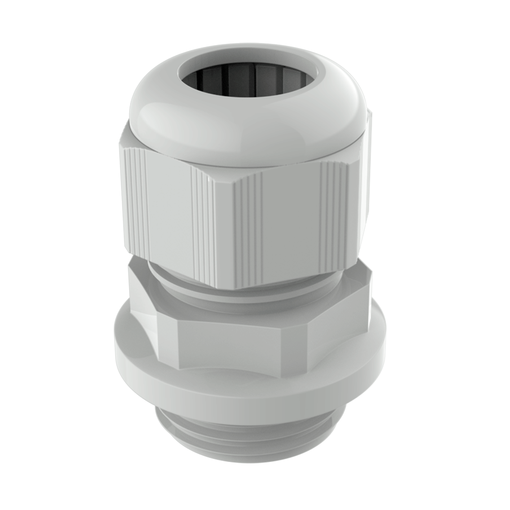 <p>Our <b>PRPRO cable gland</b>, featuring a <b>lamellar sealing system</b> and manufactured in accordance with <b>DIN EN 62444 / DIN EN 50262 / DIN EN 60423</b>, incorporates an enlarged base with an O-ring seat to ensure optimum sealing, even on uneven surfaces. During installation, the entire base contacts the mounting surface, compressing the O-ring to provide secure fastening and excellent protection against water and dust ingress, achieving ratings up to <b>IP69</b>. The enlarged base also allows precise installation even when mounting holes slightly differ from the thread diameter.</p>

<p>Manufactured from <b>PA6 (Polyamide 6)</b> with <b>CR (chloroprene)</b> sealing elements, it is available in Light Grey (RAL 7035), Dark Grey (RAL 7001) and Black (RAL 9005), all UV-resistant according to <b>UL 746C F1</b>. An optional version with <b>NBR</b> seals is also available for applications requiring enhanced oil resistance.</p>

<p>· <b>Material:</b> PA6 (Polyamide 6) with CR seals (NBR optional)<br>
· <b>Colour:</b> RAL 7035, RAL 7001 and RAL 9005 (UL 746C F1)<br>
· <b>Operating temperature:</b> −40 °C to +100 °C (peaks from −60 °C to +150 °C)<br>
· <b>Protection:</b> IP66 / IP68 (10 bar) / IP69 / Type 4X<br>
· <b>Flammability:</b> UL94 V0<br>
· <b>Standards:</b> DIN EN 62444 / DIN EN 50262 / DIN EN 60423, VDE, UL (UL 514B, UL 746C) and CSA</p>

<p><i>Some certifications may not apply to all sizes. Please contact our sales office.</i></p>

<p>For the temporary closure of cable glands, the <a href='https://www.isc-sl.com/cable-gland-plug/dtpb/'><b>DTPB plug</b></a> can be used to provide protection against dust and water splashes during assembly, transport or when not in use.</p>