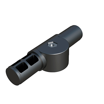 Our hinge 2-way connector has been designed for round tubes. It has an angle which goes from 45º to 200º. If you want this part with 3 ways: SROY, or with 4 ways: SROC.