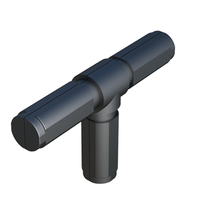 3 tubes T connector with a cavity for metal core SROT