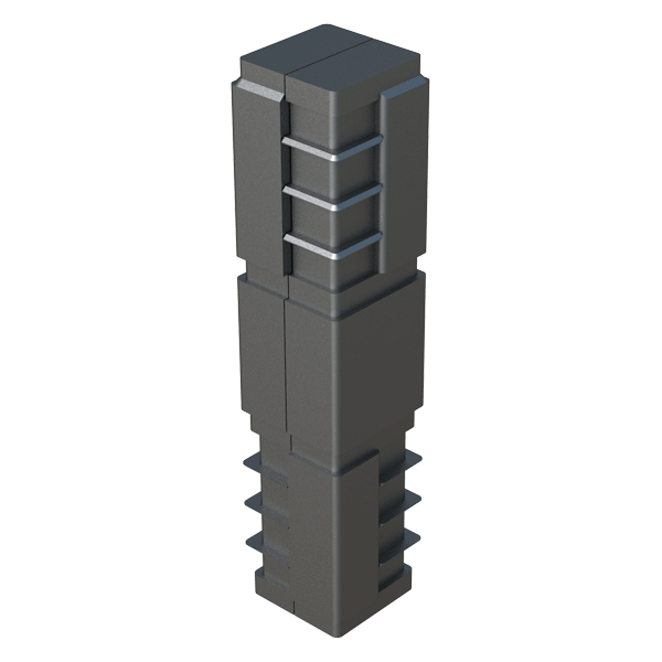 Our straight connector has been designed in order to connect 2 square tubes. It is supplied without internal metal core or with an internal steel core.