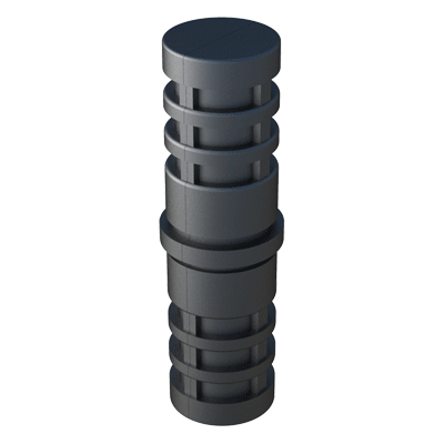2 tubes straight connector with a cavity for metal core and visible union THCRC